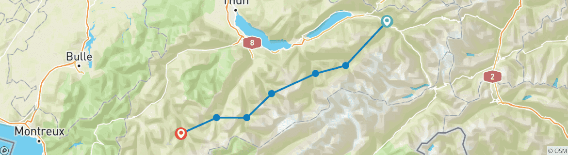 Image d'une carte montrant l'itinéraire du circuit