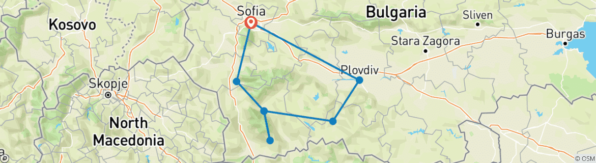 Foto van een kaart met de route van de rondreis