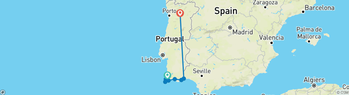 Image d'une carte montrant l'itinéraire du circuit