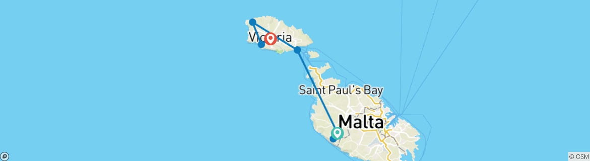 Karte von Malta und Gozo - der atemberaubende Küstenweg (8 Tage)