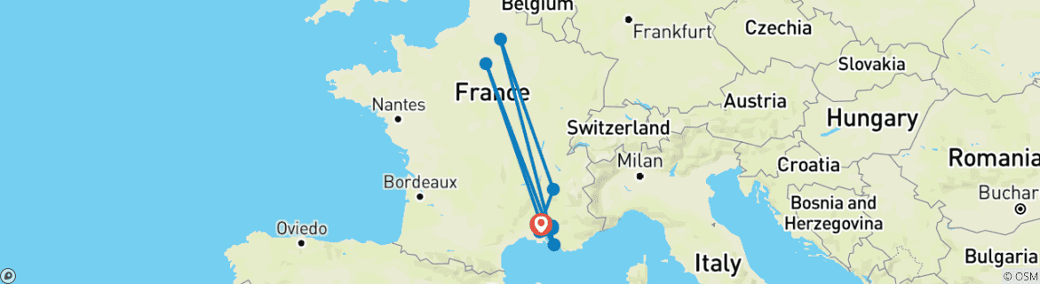 Image d'une carte montrant l'itinéraire du circuit