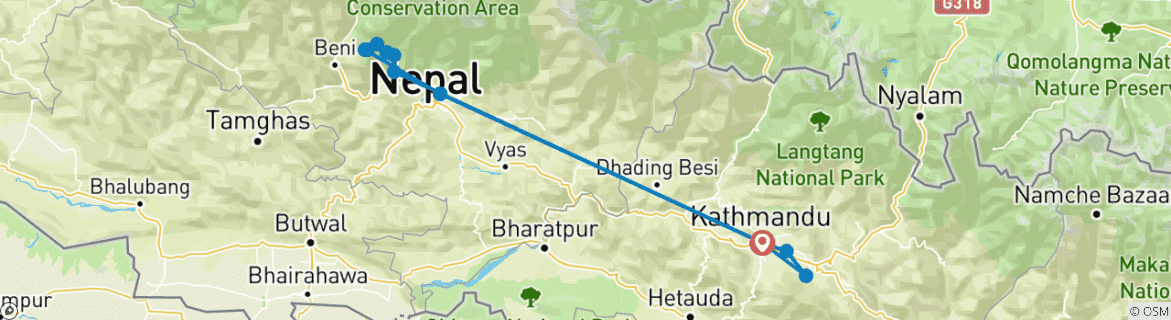 Image d'une carte montrant l'itinéraire du circuit