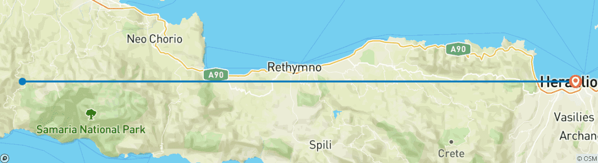 Image d'une carte montrant l'itinéraire du circuit