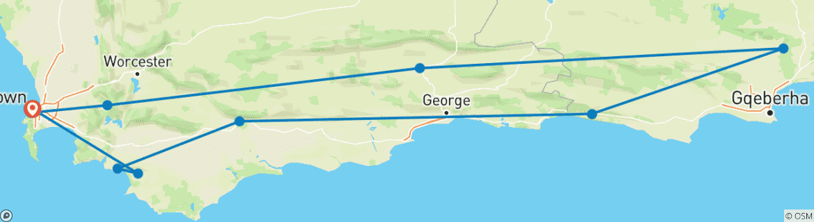 Karte mit der Reiseroute