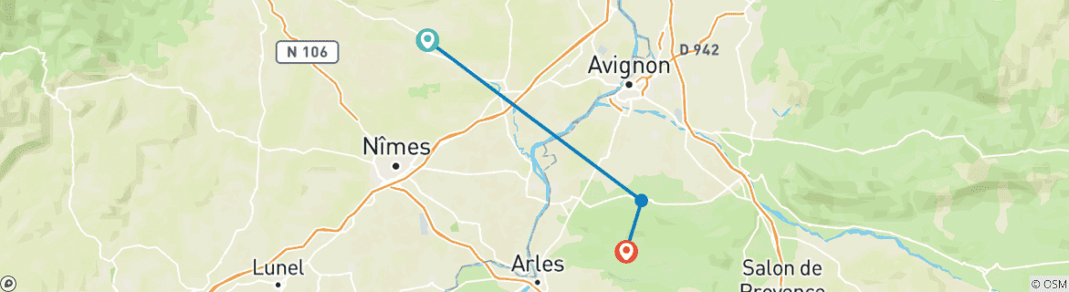 Image d'une carte montrant l'itinéraire du circuit