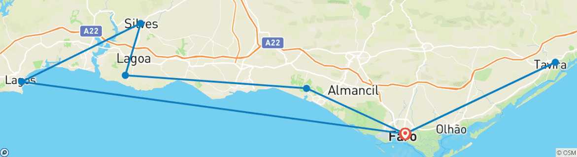 Image d'une carte montrant l'itinéraire du circuit