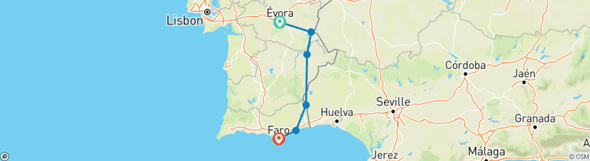 Karte mit der Reiseroute