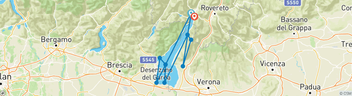 Image d'une carte montrant l'itinéraire du circuit