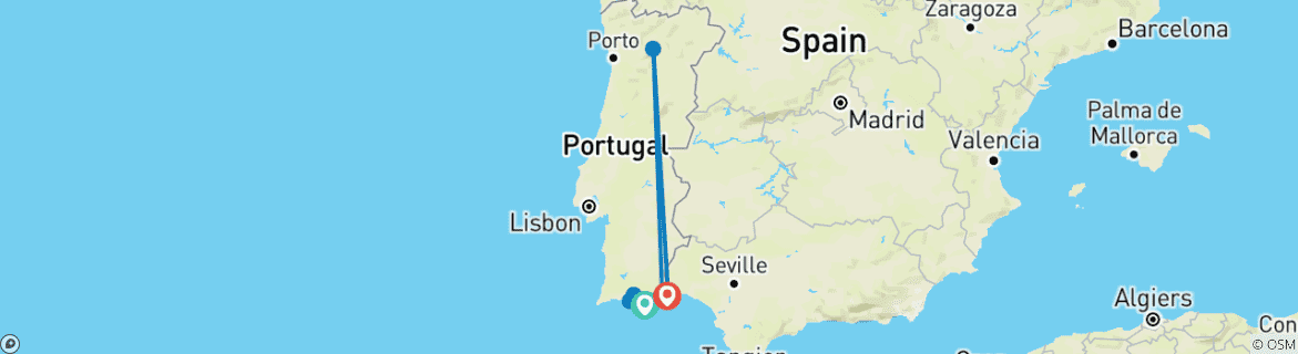 Image d'une carte montrant l'itinéraire du circuit