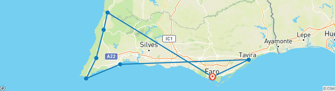 Image d'une carte montrant l'itinéraire du circuit