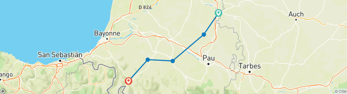 Image d'une carte montrant l'itinéraire du circuit