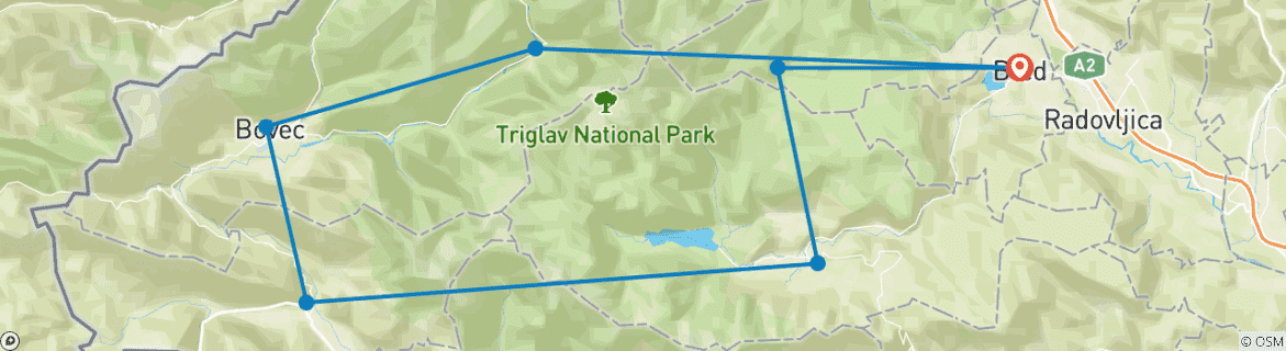 Image d'une carte montrant l'itinéraire du circuit