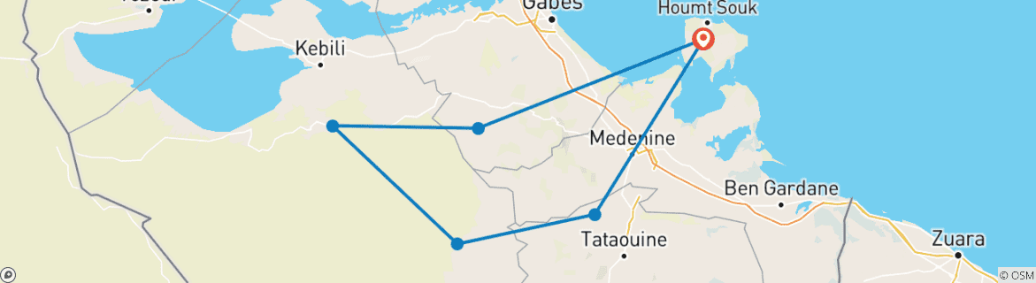Image d'une carte montrant l'itinéraire du circuit