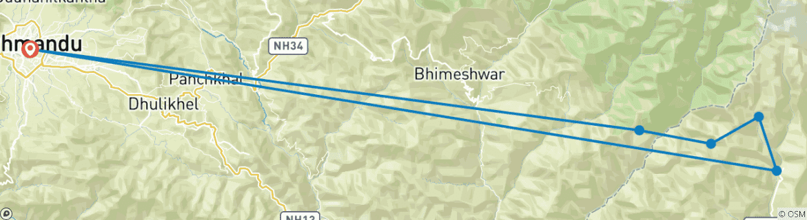 Image d'une carte montrant l'itinéraire du circuit