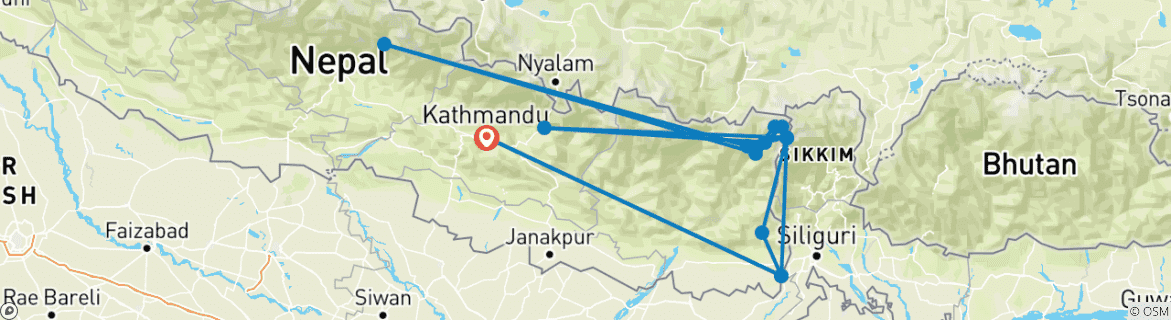 Image d'une carte montrant l'itinéraire du circuit