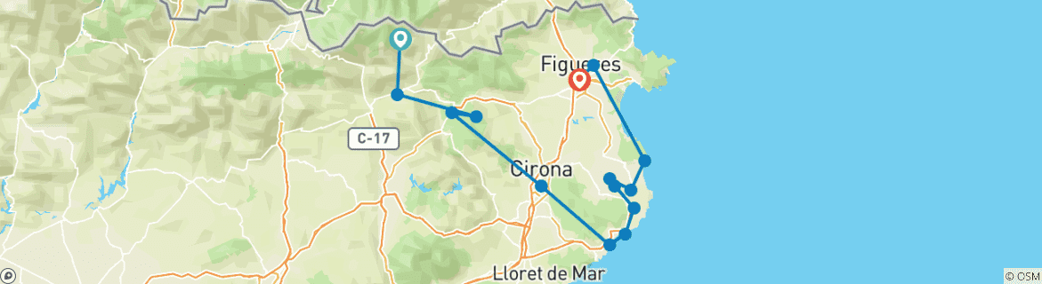 Image d'une carte montrant l'itinéraire du circuit