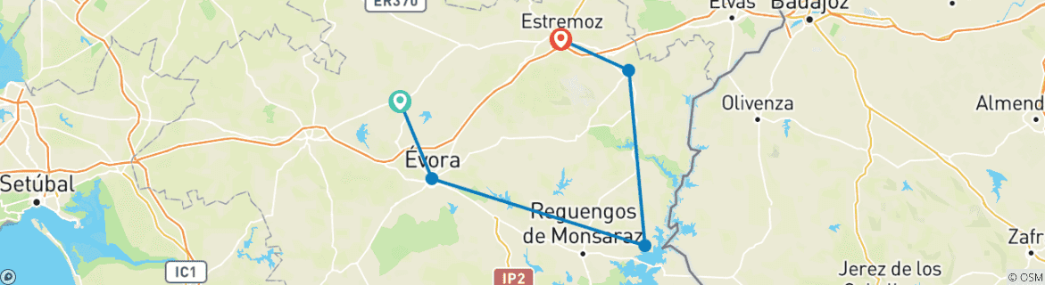 Image d'une carte montrant l'itinéraire du circuit