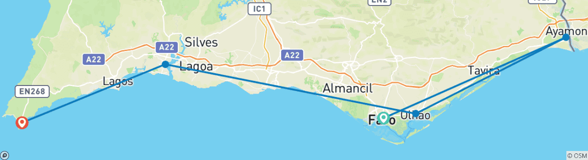 Image d'une carte montrant l'itinéraire du circuit