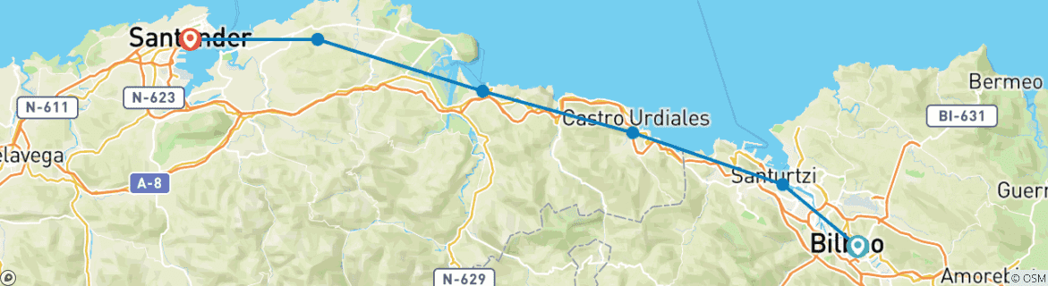 Image d'une carte montrant l'itinéraire du circuit