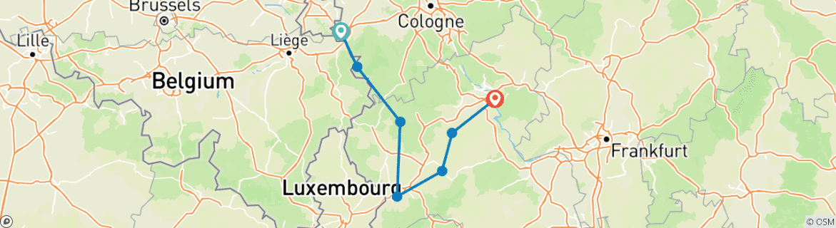 Karte mit der Reiseroute