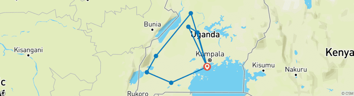 Image d'une carte montrant l'itinéraire du circuit