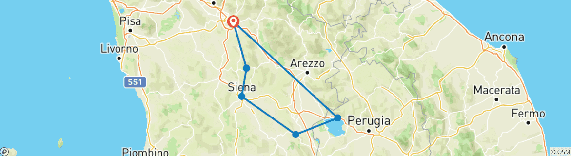 Image d'une carte montrant l'itinéraire du circuit
