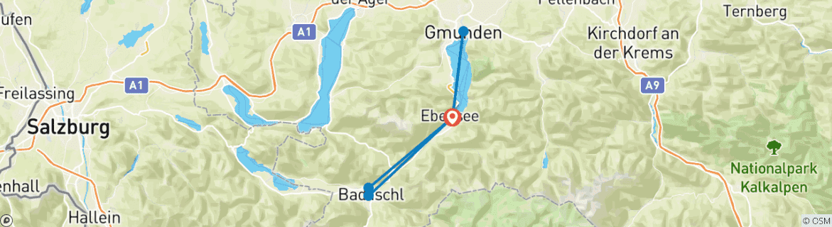 Image d'une carte montrant l'itinéraire du circuit