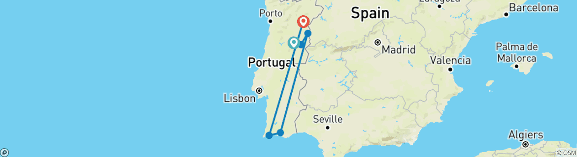 Karte mit der Reiseroute