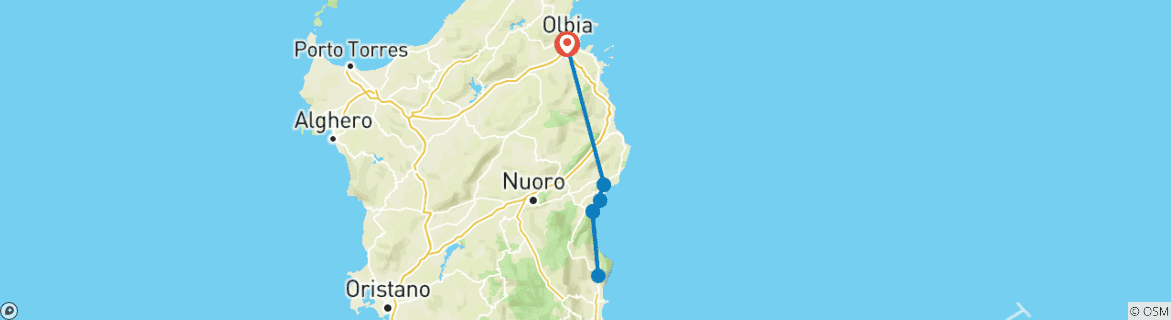 Image d'une carte montrant l'itinéraire du circuit