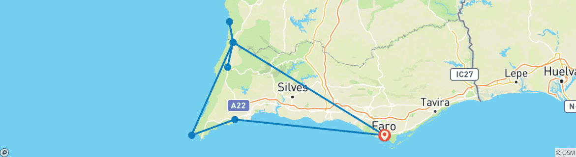 Image d'une carte montrant l'itinéraire du circuit