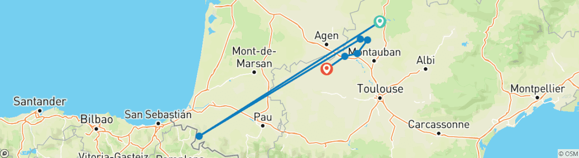 Image d'une carte montrant l'itinéraire du circuit