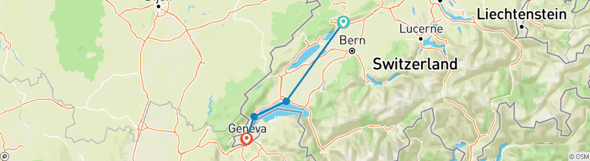 Image d'une carte montrant l'itinéraire du circuit