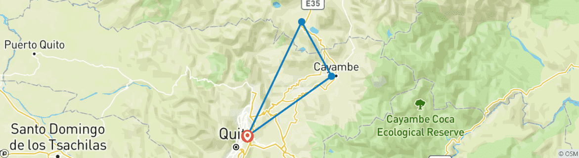 Image d'une carte montrant l'itinéraire du circuit