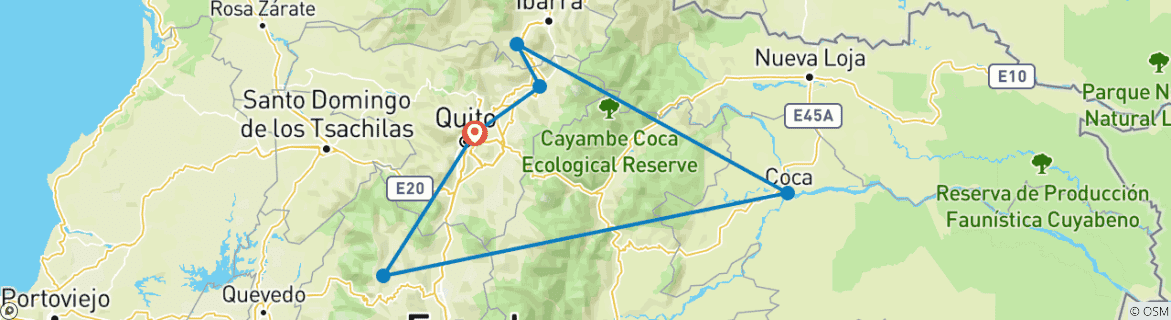 Image d'une carte montrant l'itinéraire du circuit