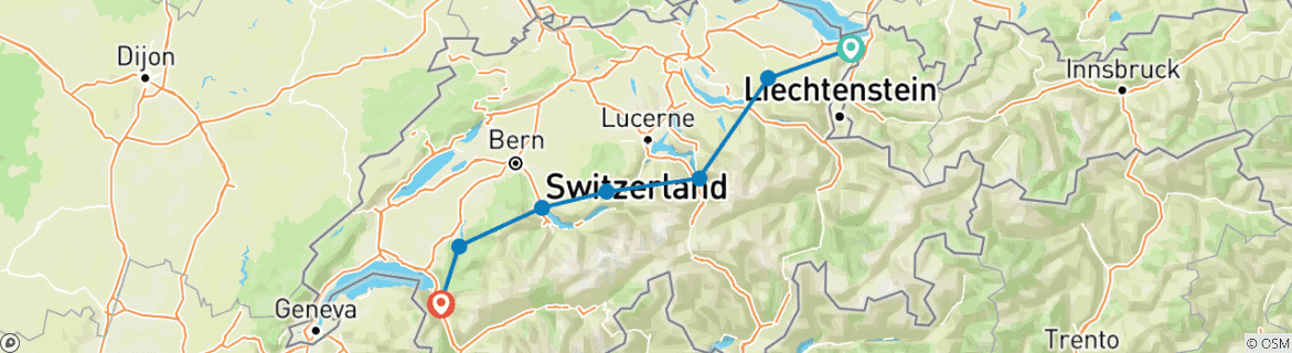 Image d'une carte montrant l'itinéraire du circuit