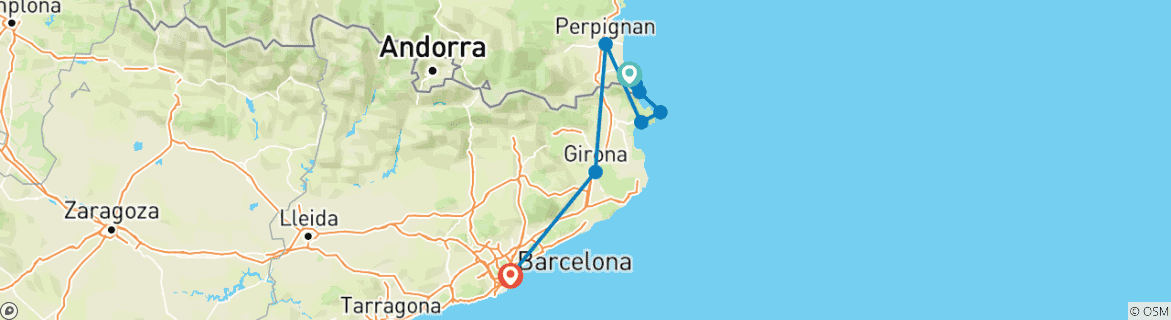 Image d'une carte montrant l'itinéraire du circuit