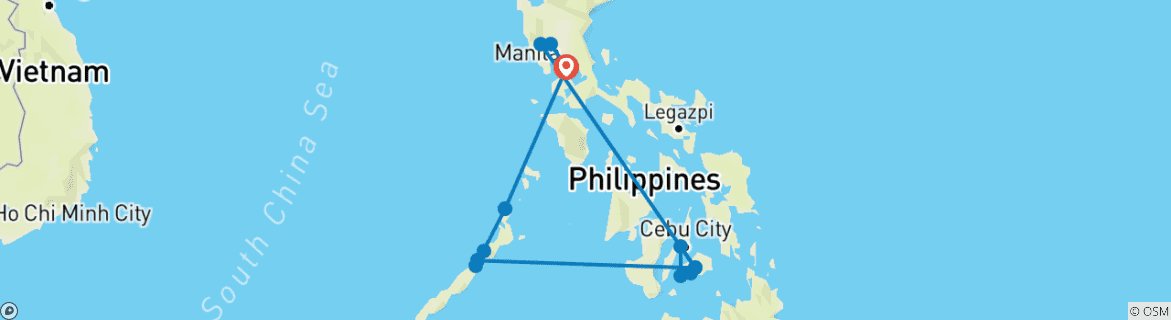 Karte von Best of Luzon, Bohol & Palawan  (19 Tage)