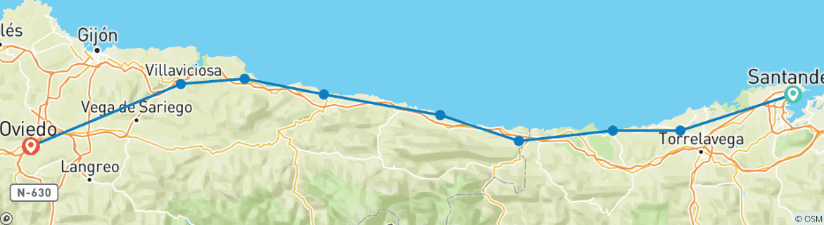 Image d'une carte montrant l'itinéraire du circuit