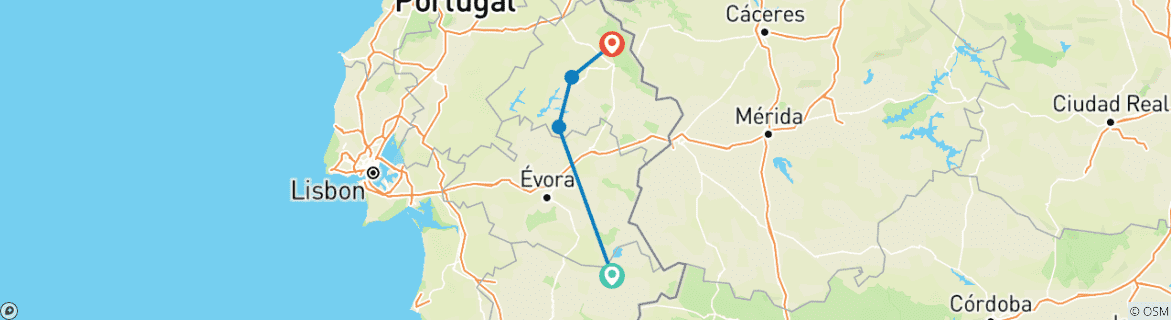 Image d'une carte montrant l'itinéraire du circuit