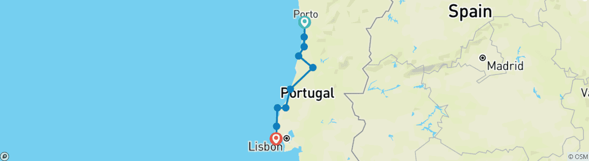 Karte mit der Reiseroute