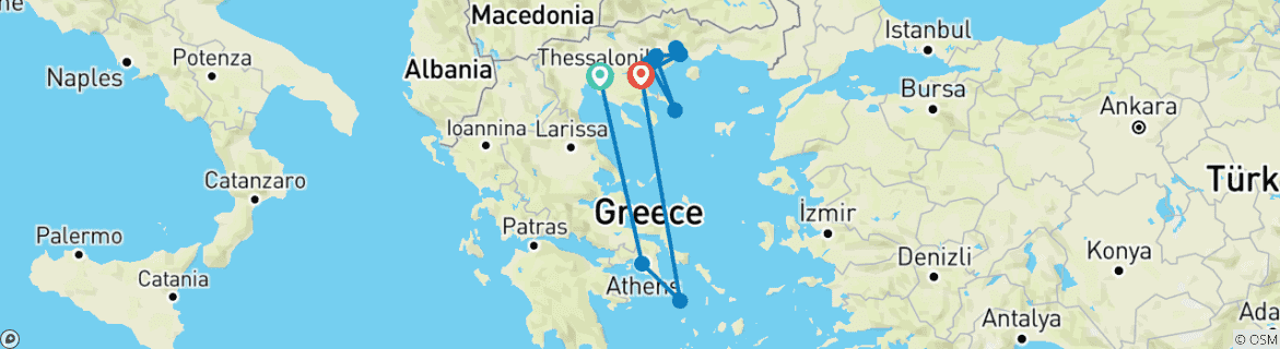 Image d'une carte montrant l'itinéraire du circuit