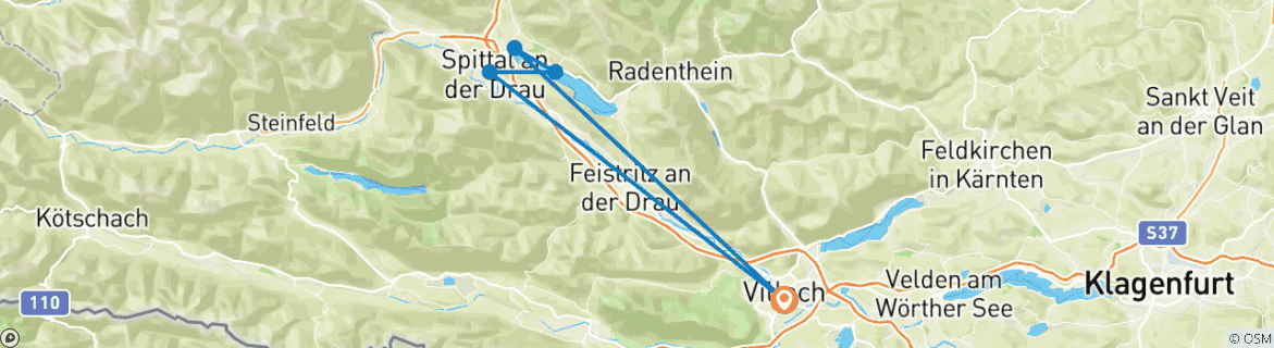 Image d'une carte montrant l'itinéraire du circuit