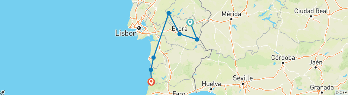 Image d'une carte montrant l'itinéraire du circuit