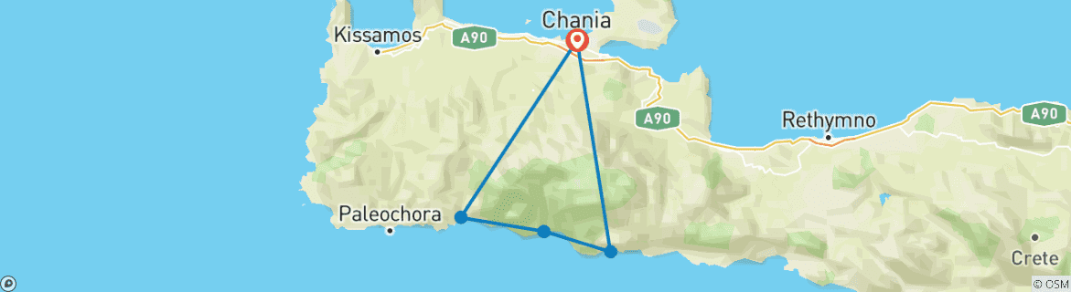 Image d'une carte montrant l'itinéraire du circuit