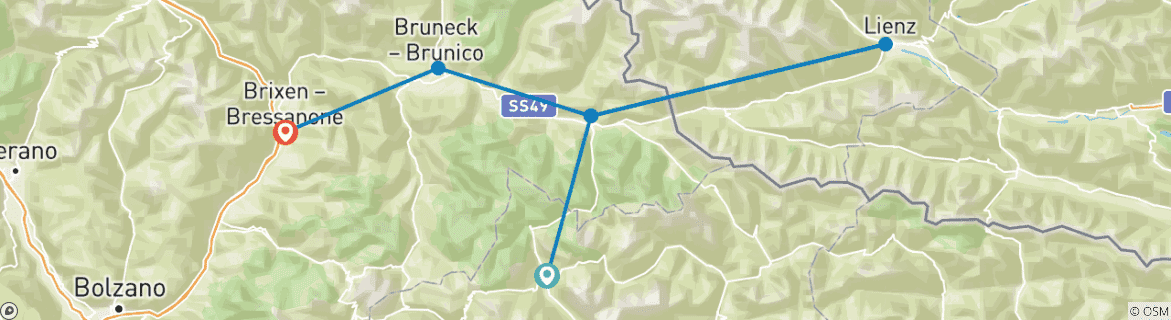 Image d'une carte montrant l'itinéraire du circuit