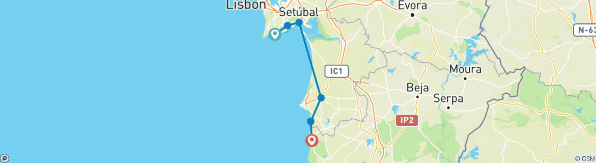 Image d'une carte montrant l'itinéraire du circuit