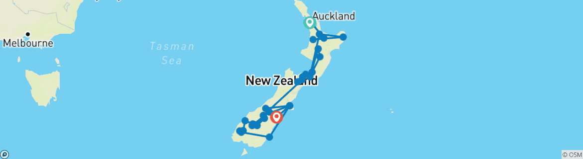 Foto van een kaart met de route van de rondreis