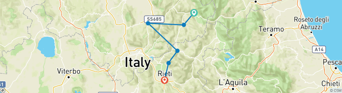 Image d'une carte montrant l'itinéraire du circuit