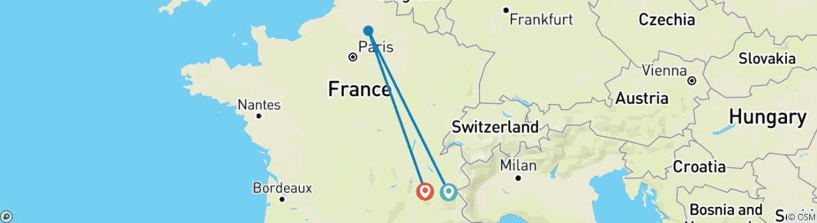 Image d'une carte montrant l'itinéraire du circuit