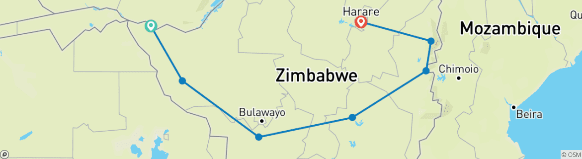 Image d'une carte montrant l'itinéraire du circuit